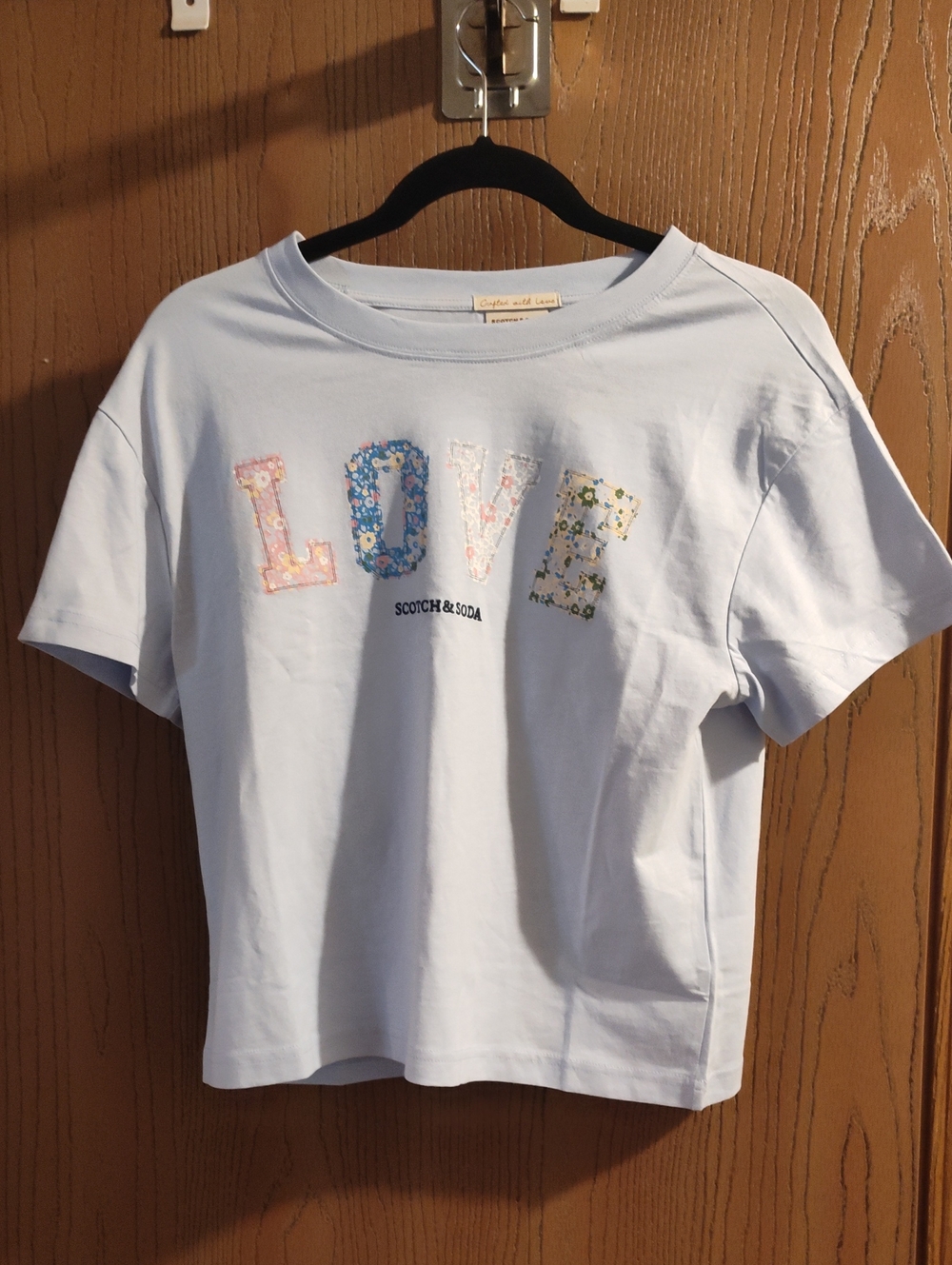Scotch & Soda Light Blue LOVE Floral Applique Tee